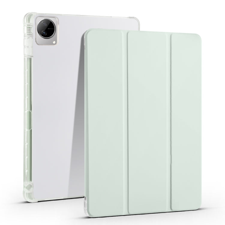 For vivo Pad 11 3-folding Transparent TPU Smart Leather Tablet Case with Pen Slot