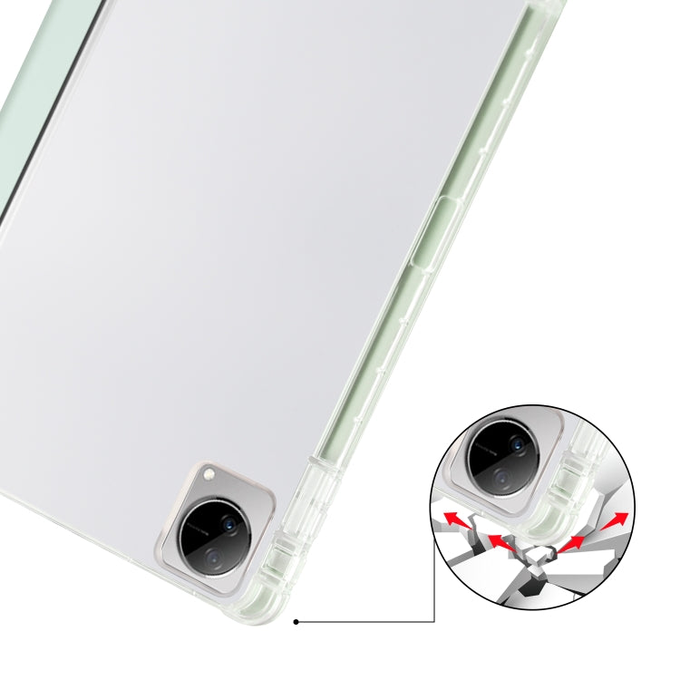 For vivo Pad 11 3-folding Transparent TPU Smart Leather Tablet Case with Pen Slot