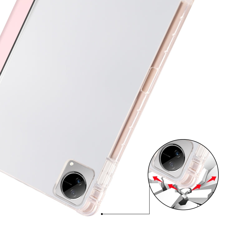 For vivo Pad 11 3-folding Transparent TPU Smart Leather Tablet Case with Pen Slot