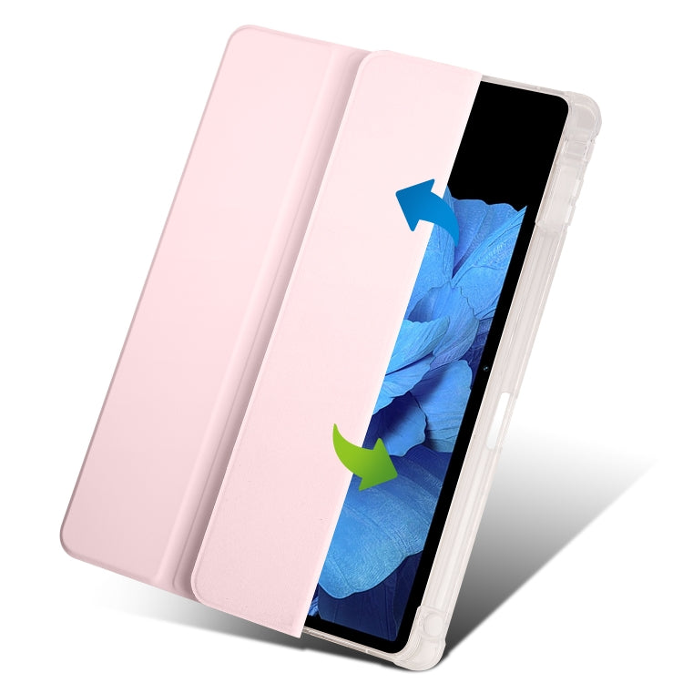For vivo Pad 11 3-folding Transparent TPU Smart Leather Tablet Case with Pen Slot
