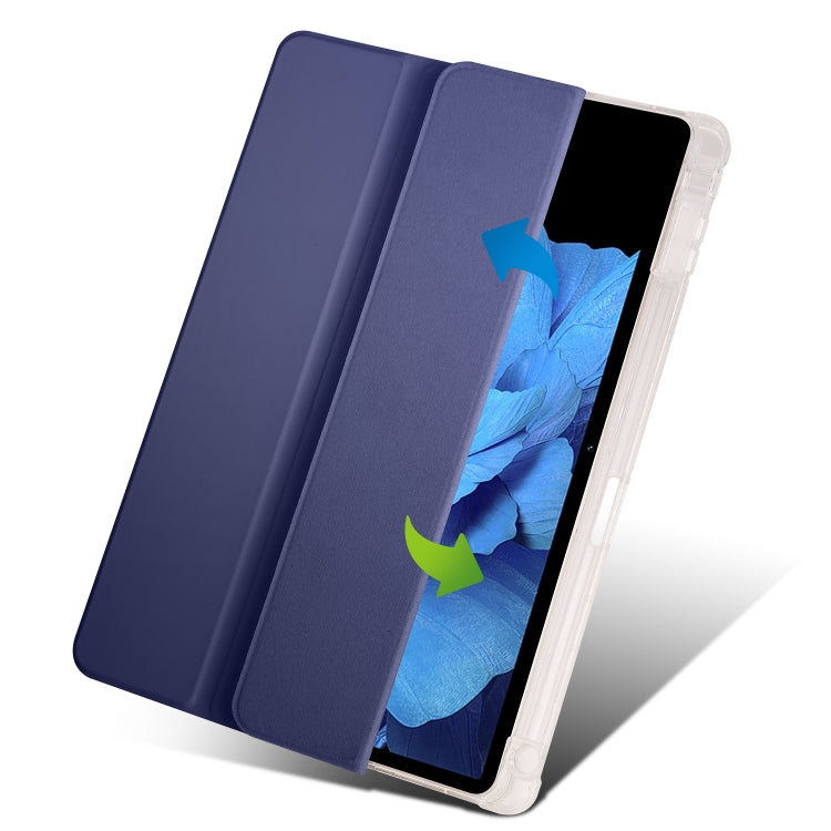 For vivo Pad 11 3-folding Transparent TPU Smart Leather Tablet Case with Pen Slot
