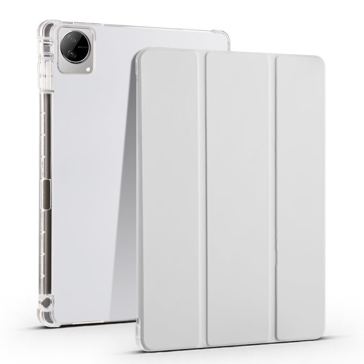For vivo Pad 11 3-folding Transparent TPU Smart Leather Tablet Case with Pen Slot