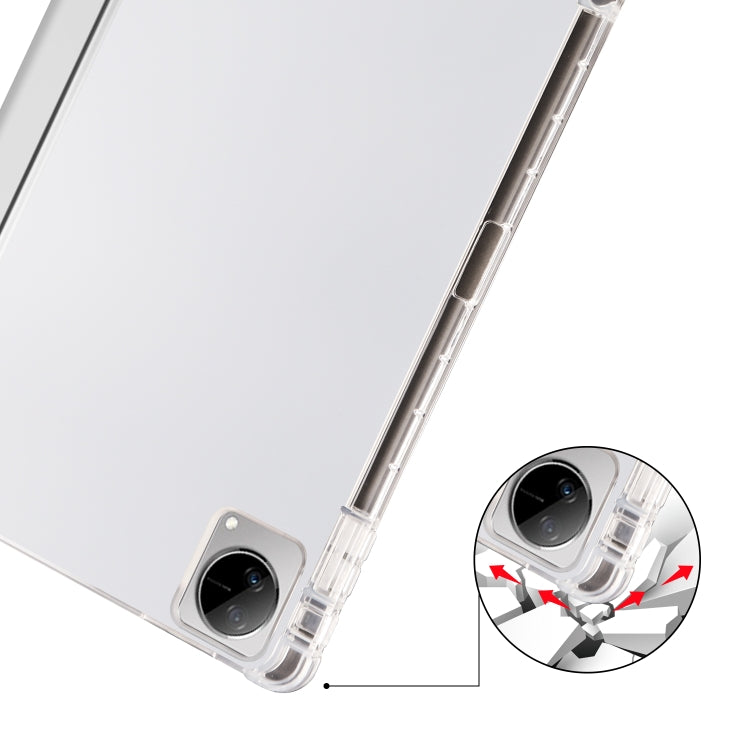 For vivo Pad 11 3-folding Transparent TPU Smart Leather Tablet Case with Pen Slot