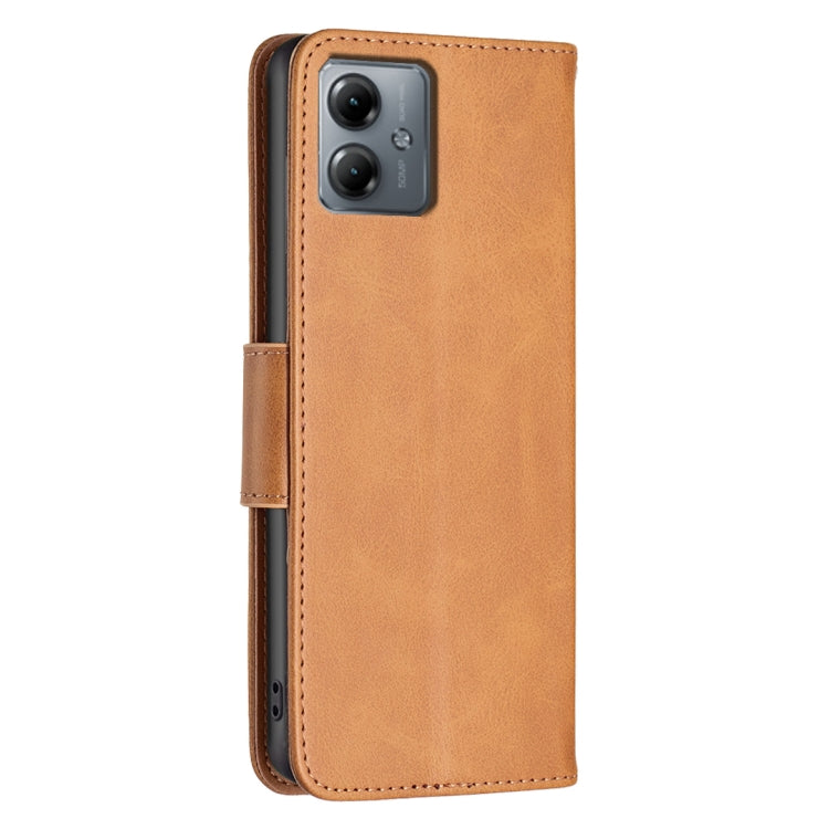 For Motorola Moto G14 4G Lambskin Texture Pure Color Flip Leather Phone Case