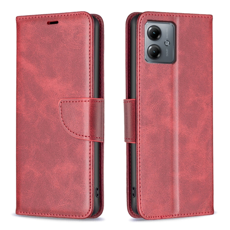 For Motorola Moto G14 4G Lambskin Texture Pure Color Flip Leather Phone Case
