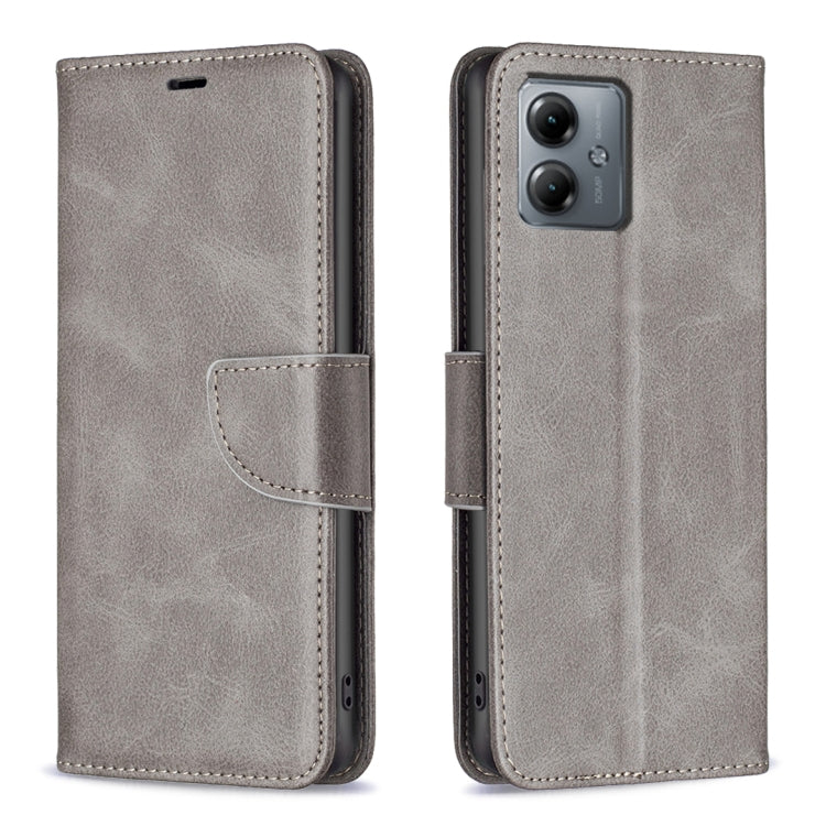 For Motorola Moto G14 4G Lambskin Texture Pure Color Flip Leather Phone Case
