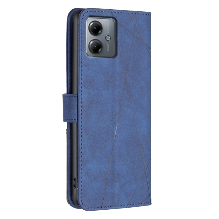 For Motorola Moto G14 4G Magnetic Buckle Rhombus Texture Leather Phone Case