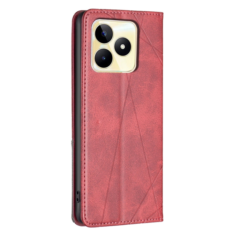 For Realme C53 Rhombus Texture Leather Phone Case