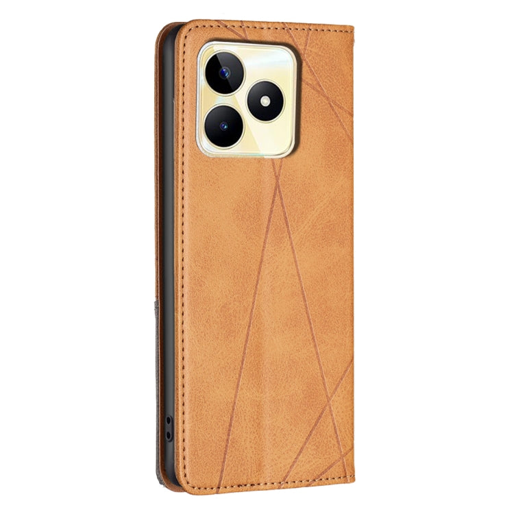 For Realme C53 Rhombus Texture Leather Phone Case