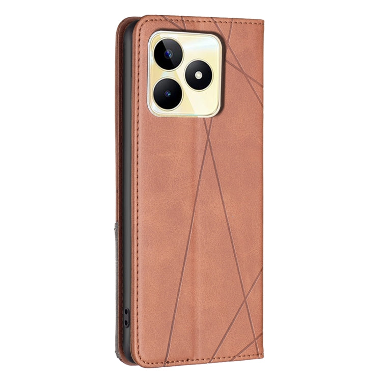 For Realme C53 Rhombus Texture Leather Phone Case