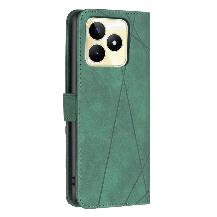 For Realme C53 Magnetic Buckle Rhombus Texture Leather Phone Case