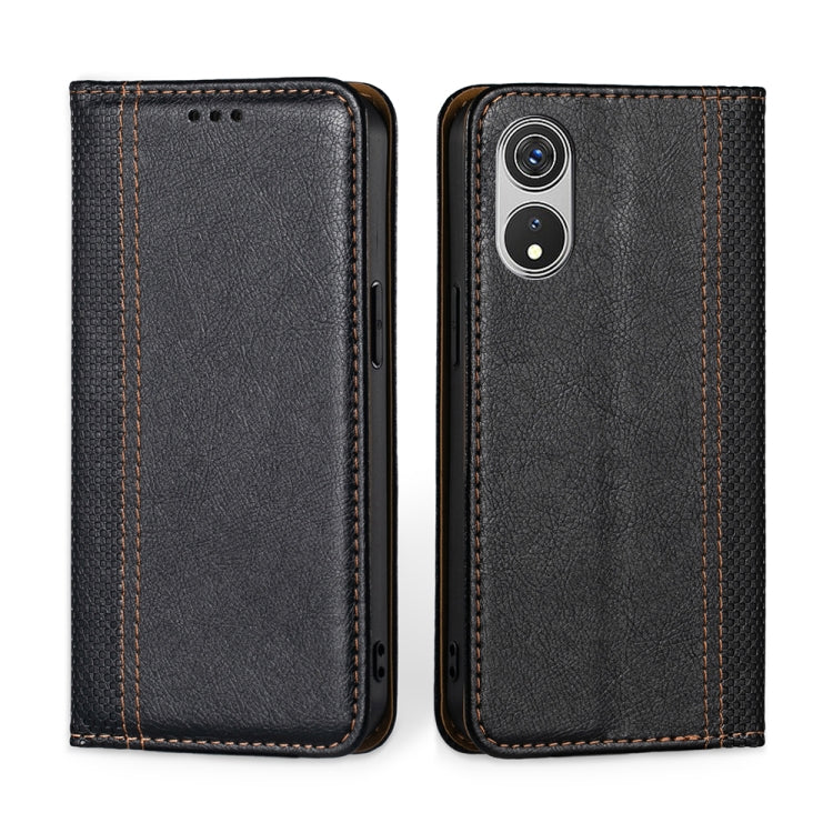 For CUBOT P60 Grid Texture Magnetic Flip Leather Phone Case