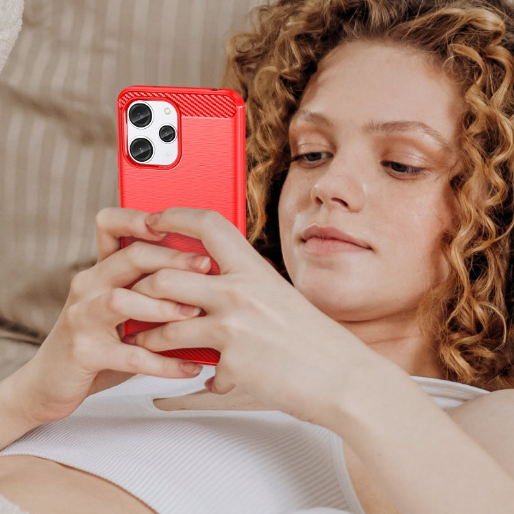 For Xiaomi Redmi 12R Brushed Texture Carbon Fiber TPU Phone Case