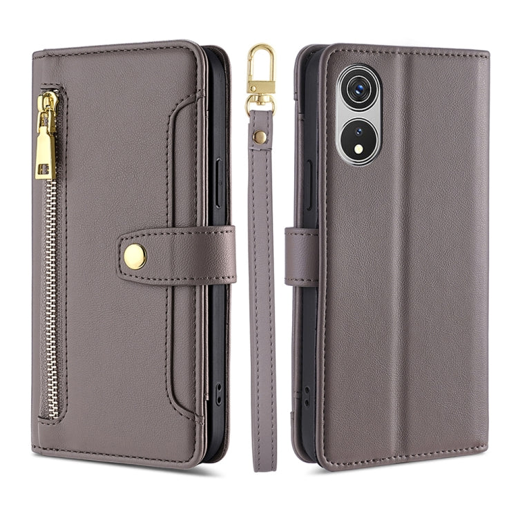 For CUBOT P60 Lite Sheep Texture Cross-body Zipper Wallet Leather Phone Case