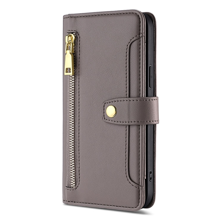 For CUBOT P60 Lite Sheep Texture Cross-body Zipper Wallet Leather Phone Case