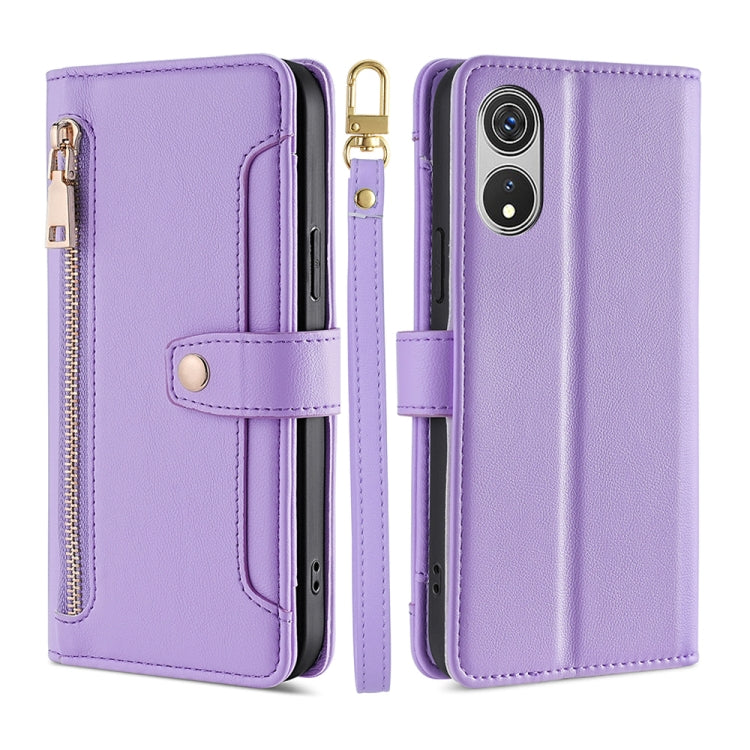 For CUBOT P60 Lite Sheep Texture Cross-body Zipper Wallet Leather Phone Case