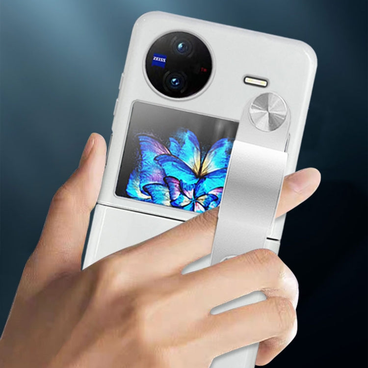 For vivo X Flip PC Shockproof Phone Case with Wrist Strap(White)