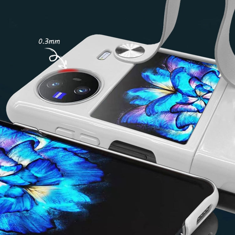 For vivo X Flip PC Shockproof Phone Case with Wrist Strap(White)
