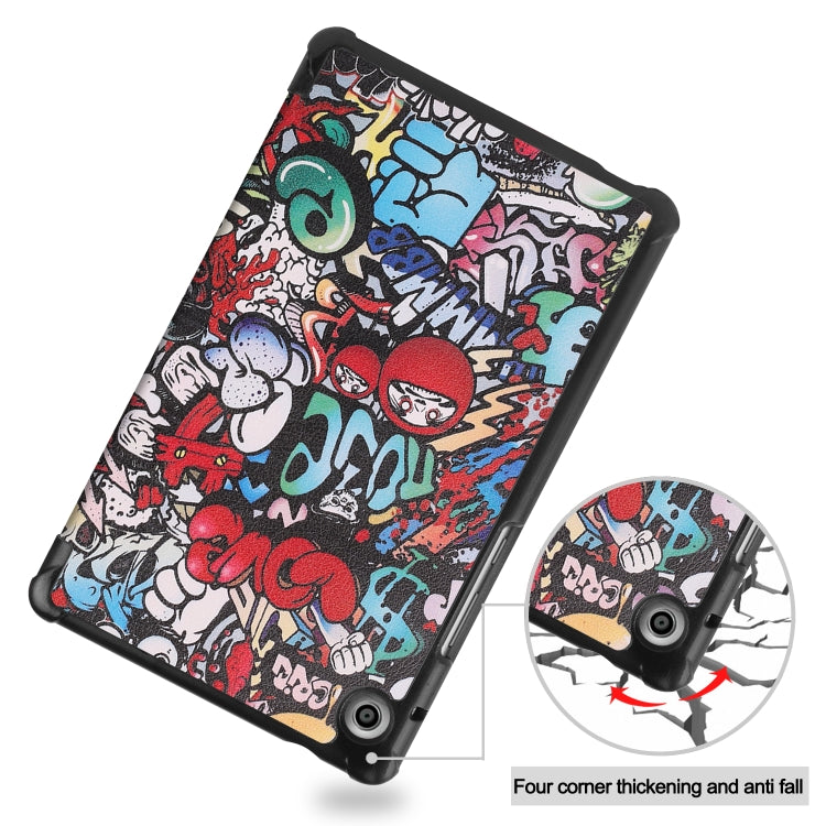 For Huawei MatePad T8 Coloured Drawing Pattern Horizontal Flip Leather Case with Three-folding Holder