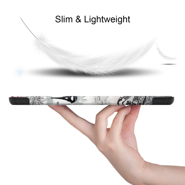 For Huawei MatePad T8 Coloured Drawing Pattern Horizontal Flip Leather Case with Three-folding Holder