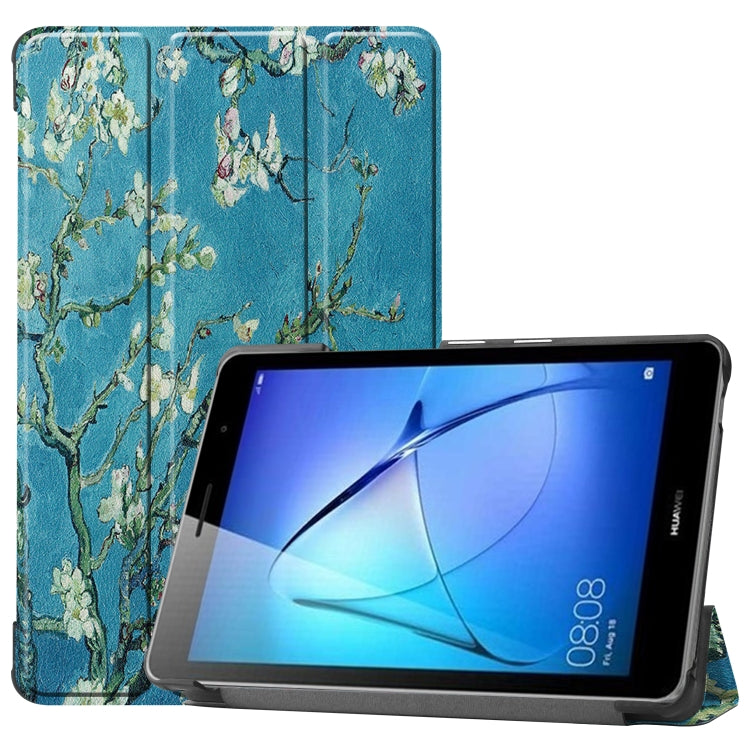 For Huawei MatePad T8 Coloured Drawing Pattern Horizontal Flip Leather Case with Three-folding Holder