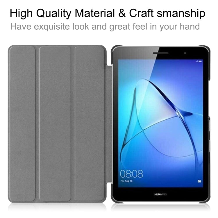 For Huawei MatePad T8 Coloured Drawing Pattern Horizontal Flip Leather Case with Three-folding Holder