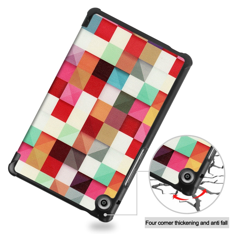 For Huawei MatePad T8 Coloured Drawing Pattern Horizontal Flip Leather Case with Three-folding Holder