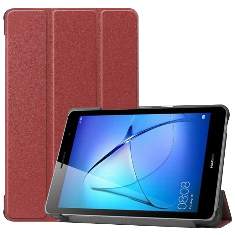 For Huawei MatePad T8 Custer Texture Horizontal Flip Leather Case with Three-folding Holder