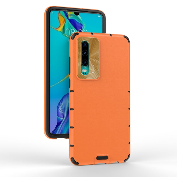 For Huawei P30 Shockproof Grain Leather PC + TPU Case