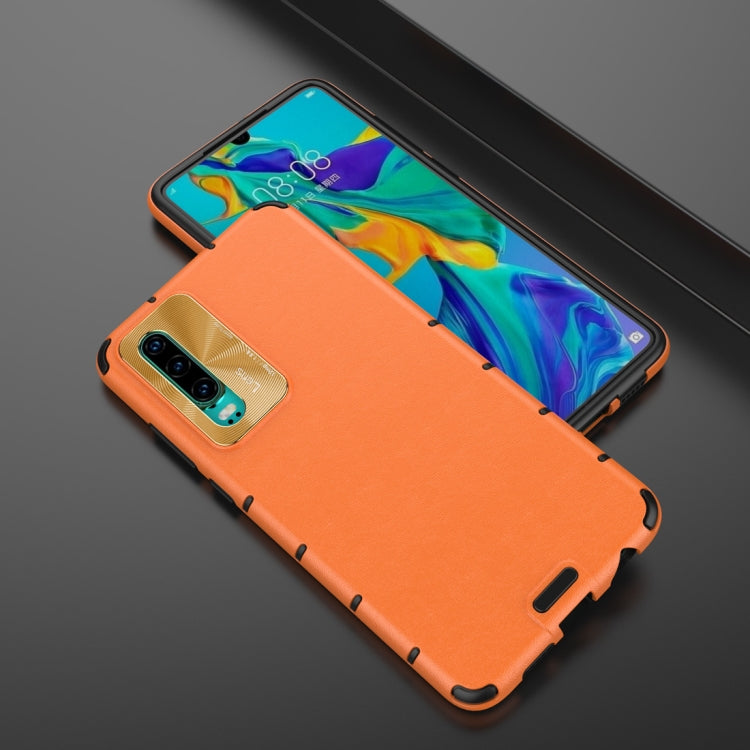 For Huawei P30 Shockproof Grain Leather PC + TPU Case