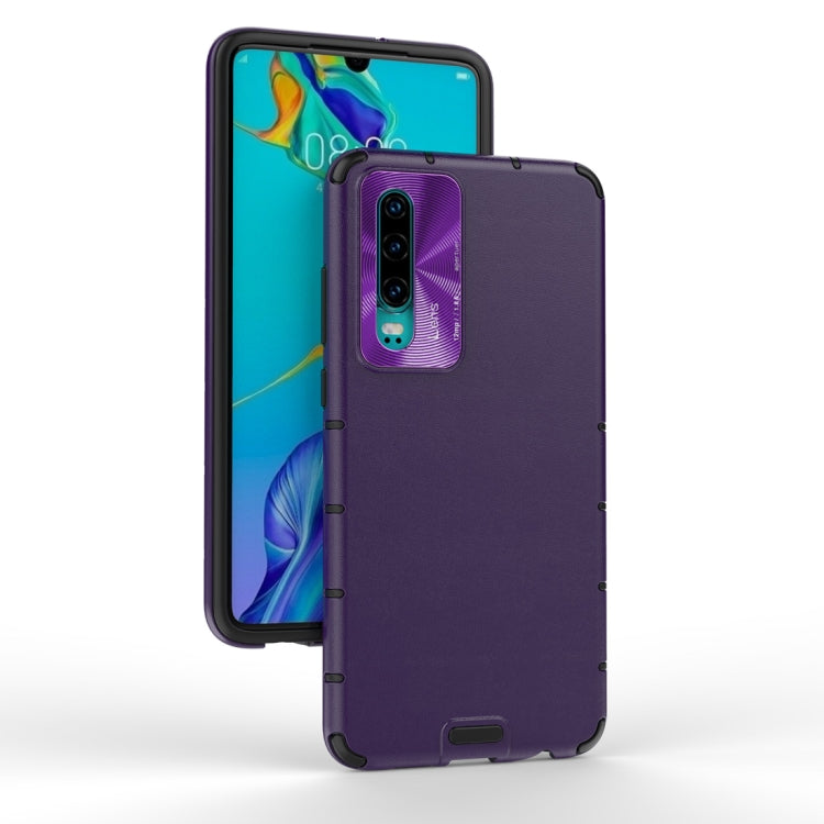For Huawei P30 Shockproof Grain Leather PC + TPU Case