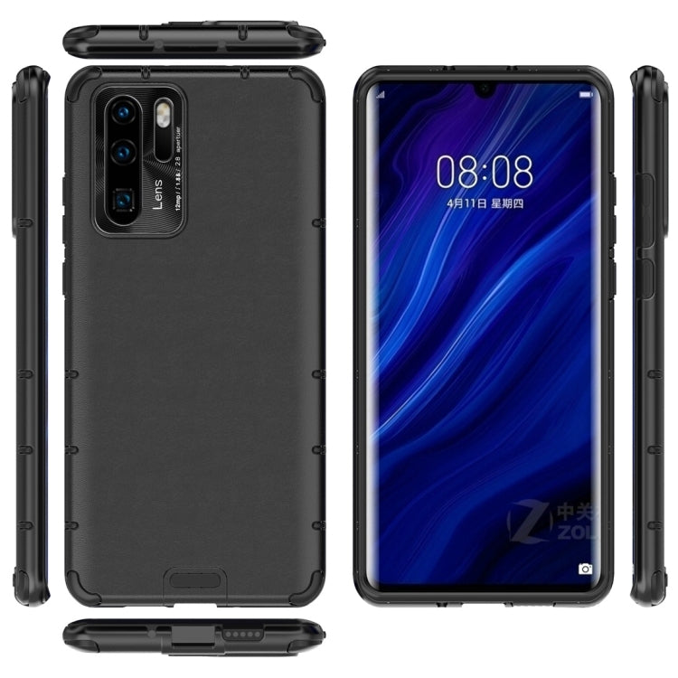 For Huawei P30 Pro Shockproof Grain Leather PC + TPU Case