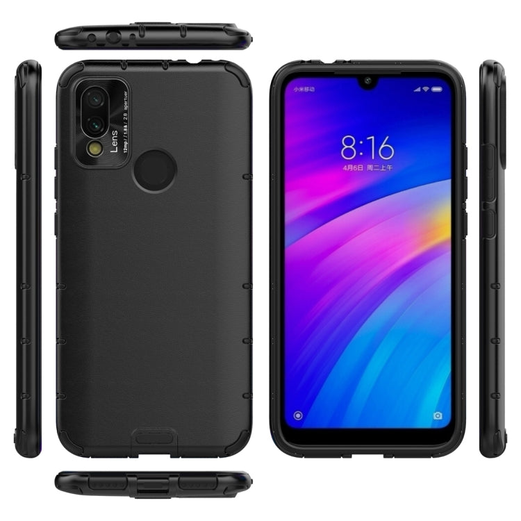 For Xiaomi Redmi 7 Shockproof Grain Leather PC + TPU Case