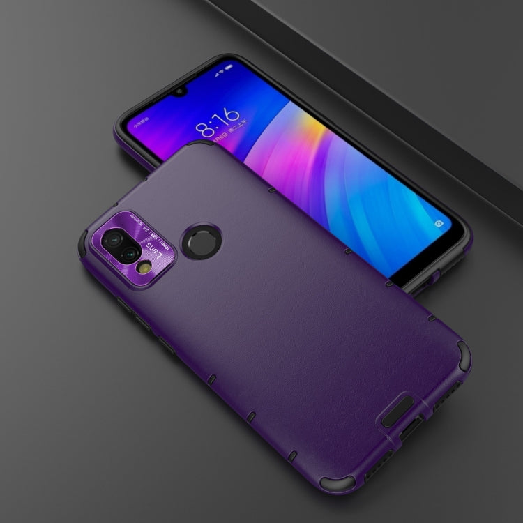 For Xiaomi Redmi 7 Shockproof Grain Leather PC + TPU Case