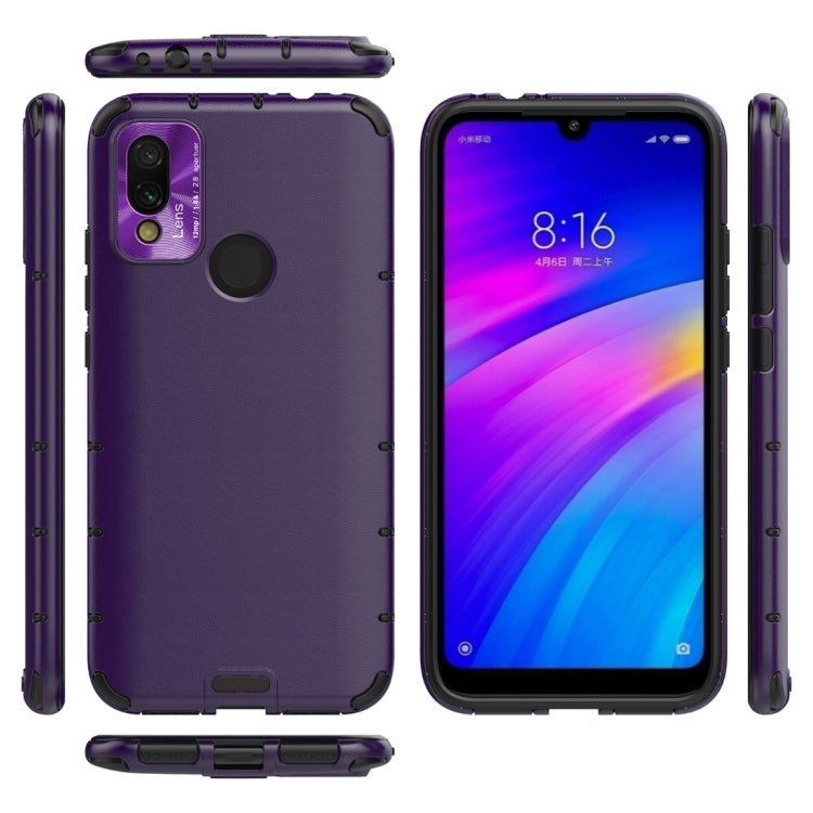 For Xiaomi Redmi 7 Shockproof Grain Leather PC + TPU Case