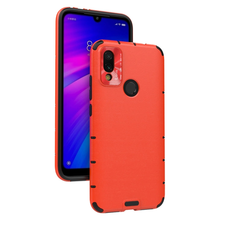For Xiaomi Redmi 7 Shockproof Grain Leather PC + TPU Case