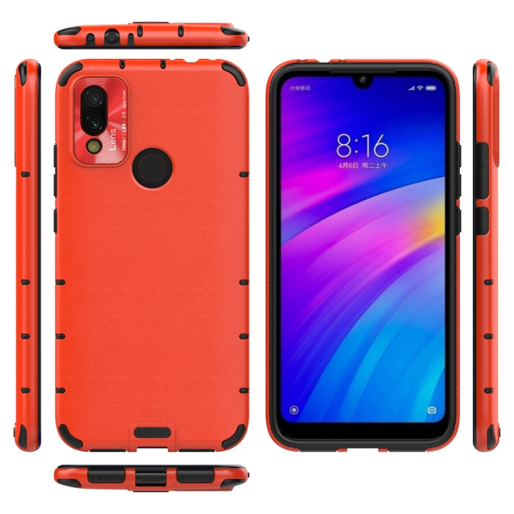 For Xiaomi Redmi 7 Shockproof Grain Leather PC + TPU Case