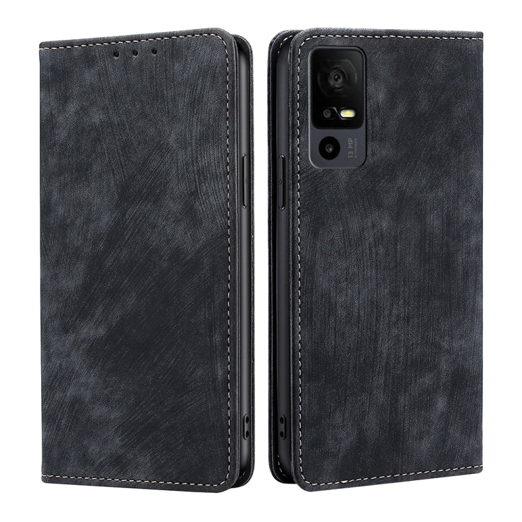 For TCL 40 XE 5G / 40X 5G T601D RFID Anti-theft Brush Magnetic Leather Phone Case