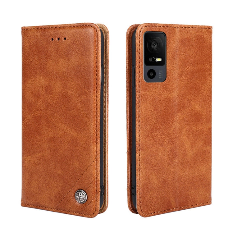 For TCL 40 XE 5G / 40X 5G T601D Non-Magnetic Retro Texture Leather Phone Case