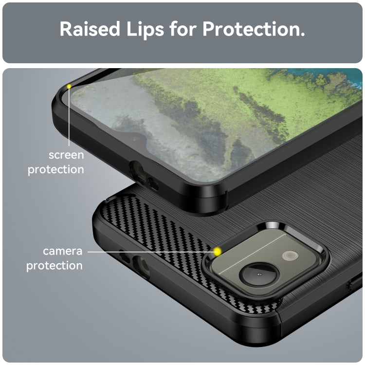 For Nokia C110 Brushed Texture Carbon Fiber TPU Phone Case