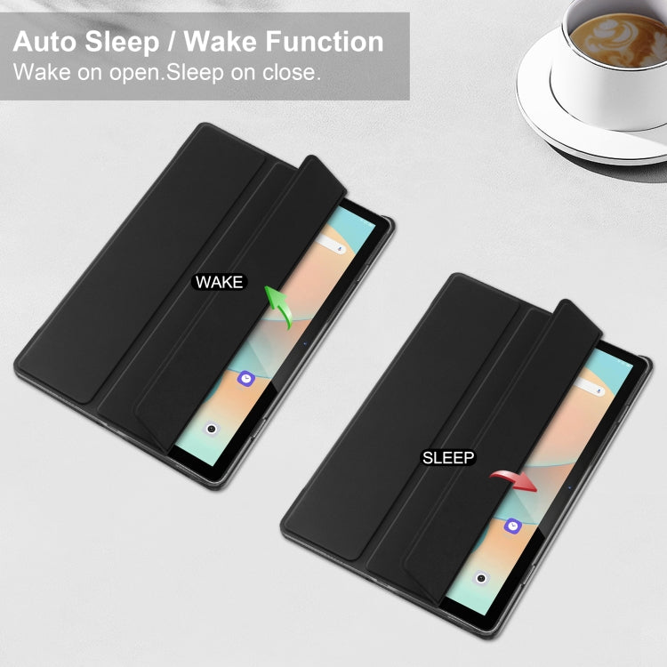For Blackview Tab 12 / 12 Pro 3-fold Semi-transparent Frosted Smart Leather Tablet Case