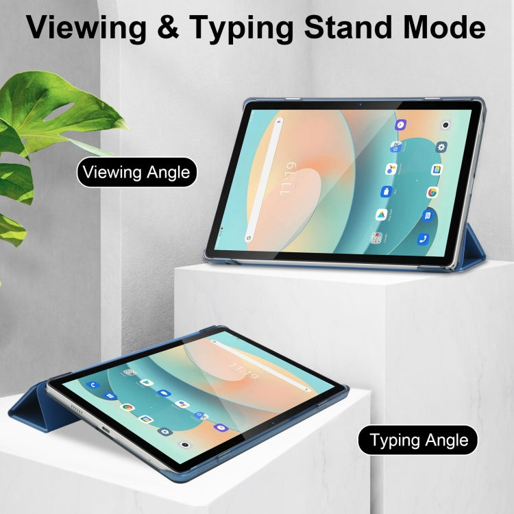 For Blackview Tab 12 / 12 Pro 3-fold Semi-transparent Frosted Smart Leather Tablet Case