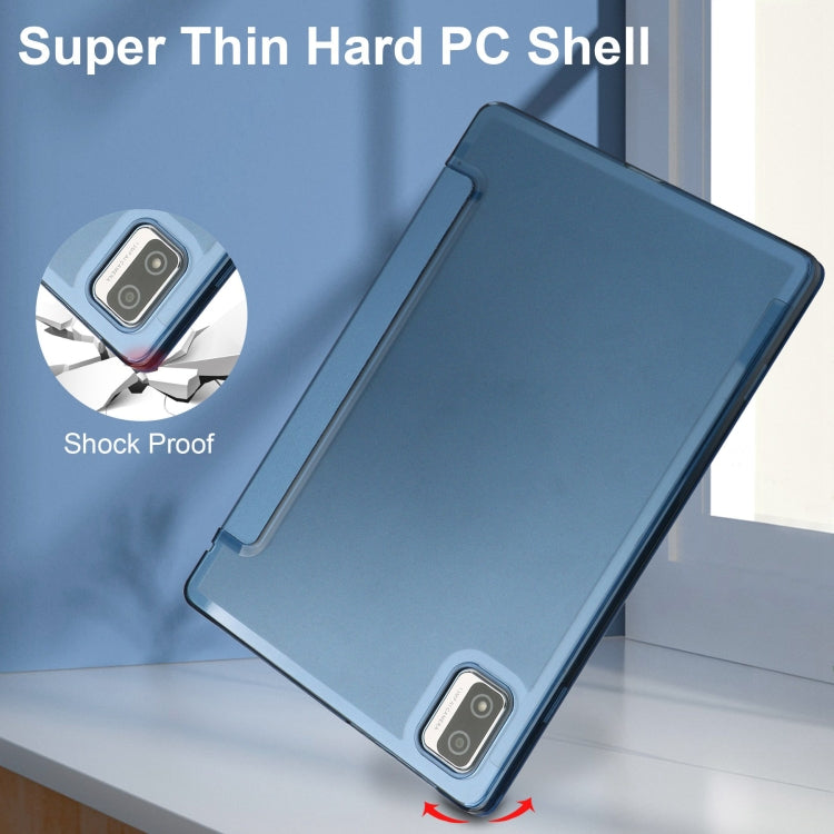 For Blackview Tab 12 / 12 Pro 3-fold Semi-transparent Frosted Smart Leather Tablet Case