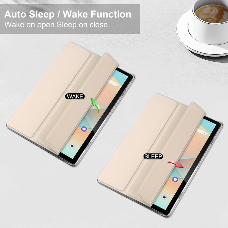 For Blackview Tab 12 / 12 Pro 3-fold Semi-transparent Frosted Smart Leather Tablet Case