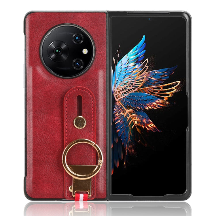 For Tecno Phantom V Fold Wristband Leather Back Phone Case