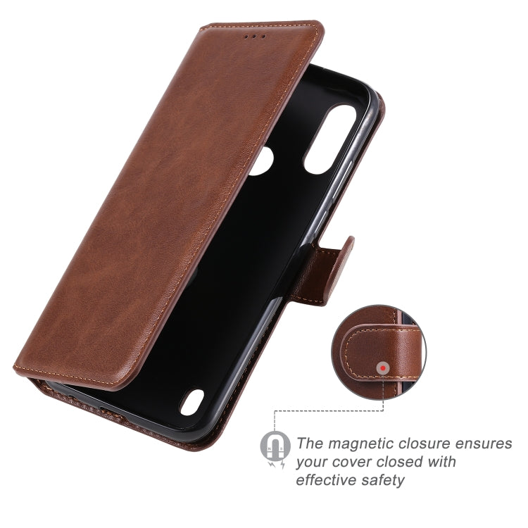 For Motorola Moto E6s Classic Calf Texture PU + TPU Horizontal Flip Leather Case, with Holder & Card Slots & Wallet
