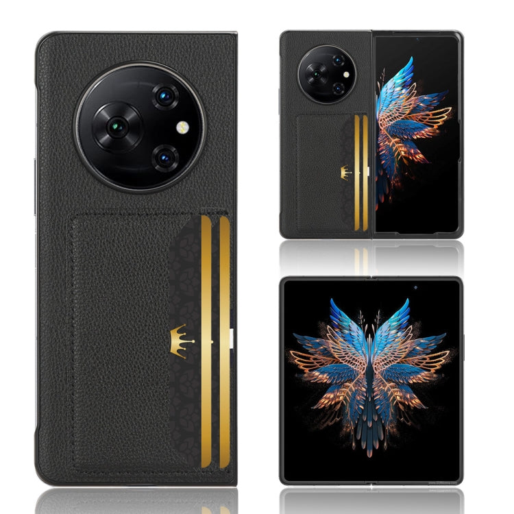For Tecno Phantom V Fold Litchi Texture Card Slots Back Cover Phone Case
