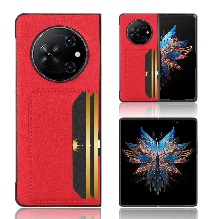 For Tecno Phantom V Fold Litchi Texture Card Slots Back Cover Phone Case