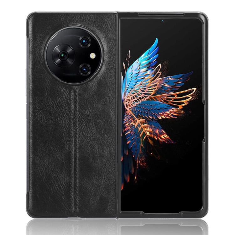 For Tecno Phantom V Fold Cow Pattern Sewing Back Cover Phone Case