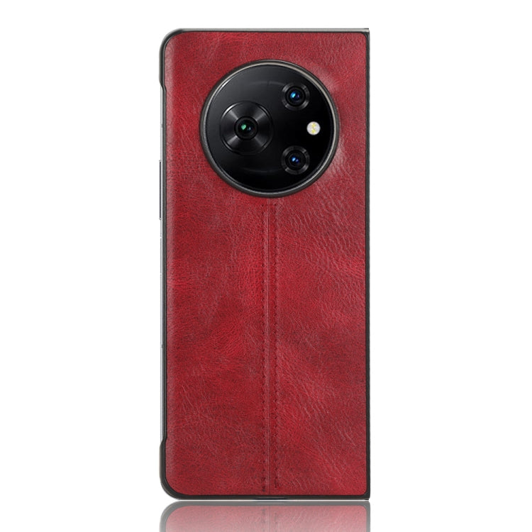 For Tecno Phantom V Fold Cow Pattern Sewing Back Cover Phone Case